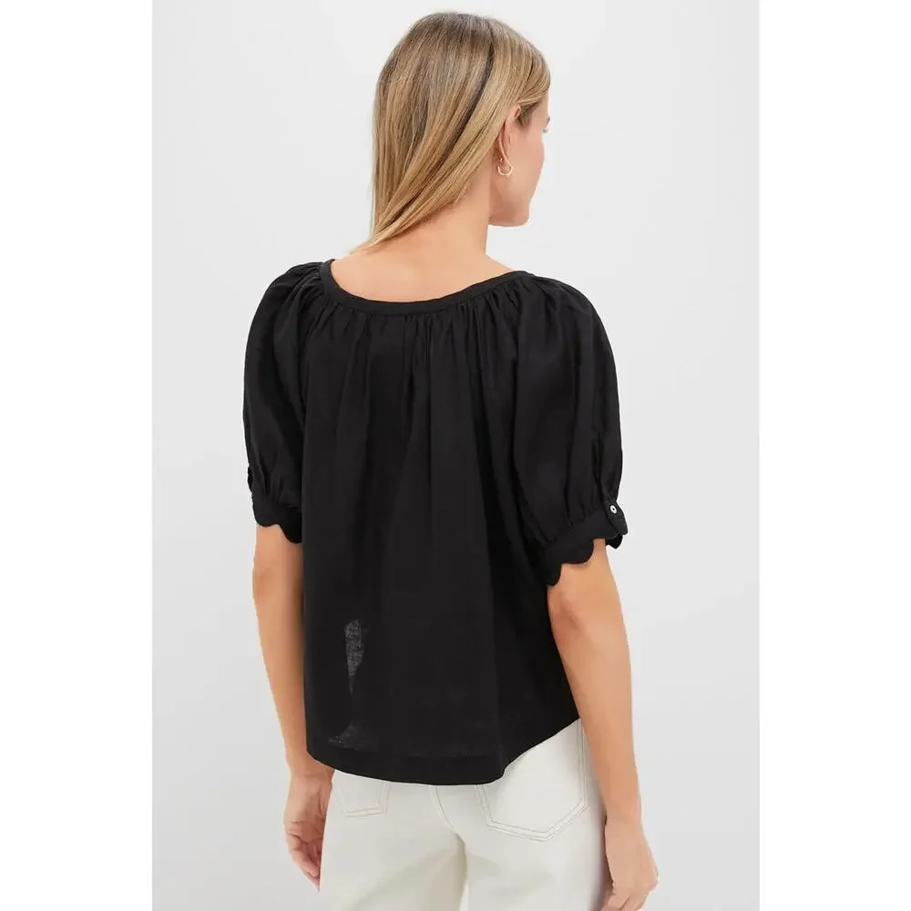 TUCKERNUCK Black Linen Tully Top Size XXL NWT Retail $128 Tuckernuck